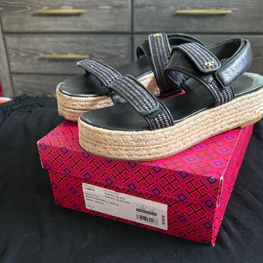 Sport Black Espadrille Sandals Diego -Raffia